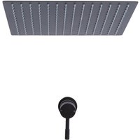 Milano - Nero - Modern Black Concealed Manual Mixer Shower Valve with 400mm Square Ceiling Mounted Recessed Rainfall Shower Head