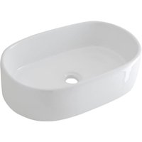 Milano - Overton - Modern 575mm x 360mm White Ceramic Oval Countertop Bathroom Basin Sink - Basin Only