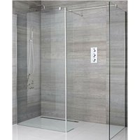 Portland - Chrome Corner Walk In Wet Room Shower Enclosure with 1000mm & 800mm Screens Return Panel and Support Arms - 250mm Tile Insert Corner