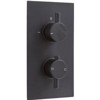 Milano Nero 2 Outlet Twin Diverter Thermostatic Concealed Mixer Shower Valve - Black