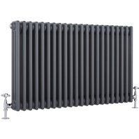 No Brand - Milano Windsor - Traditional Anthracite Cast Iron Style Triple Column Horizontal Radiator - 600mm x 1010mm
