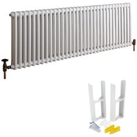 Milano Windsor White Cast Iron Style Horizontal Double Column Radiator with Feet - 600mm x 1505mm