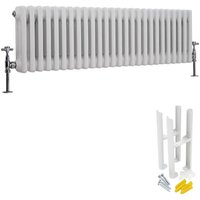 Milano - Windsor - Traditional White Cast Iron Style Horizontal Triple Column Radiator with Feet - 300mm x 1190mm