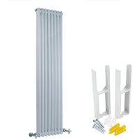 Milano - Windsor - Traditional White Cast Iron Style Vertical Double Column Radiator with Feet - 1500mm x 380mm