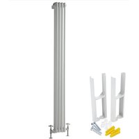 Milano Windsor White Cast Iron Style Vertical Double Column Radiator with Feet - 1800mm x 200mm