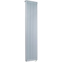Windsor - Traditional White 1500mm x 380mm Cast Iron Style Vertical Double Column Electric Radiator with Touchscreen Wi-Fi Thermostat - Chrome Cable