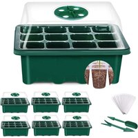 Memkey - Mini Greenhouse for Plants, 6 Pack 72 Cells Indoor Seedling Tray Seedling Tray Nursery Grow Box with Lid and Ventilation Durable