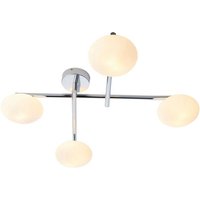 Merano - Oristano Bathroom 4 Light Ceiling Semi Flush Chrome Plate and Matt Opal Glass IP44