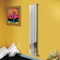 NRG - Modern Designer Radiator Chrome Column Flat Panel Central Heating Vertical Single 1800x272mm