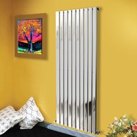 NRG - Modern Designer Radiator Chrome Column Flat Panel Central Heating Vertical Single 1800x680mm