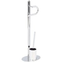 Beliani - Modern Freestanding Toilet Paper Holder and Brush Stand Steel Silver Sarto