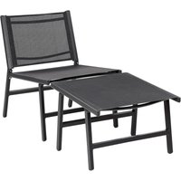 Beliani - Modern Outdoor Garden Chair Textilene Seat Metal Frame with Footstool Black Marceddi