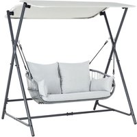 Beliani - Modern Outdoor Swing pe Seat Polyester with Canopy Steel Frame Light Grey Fiastra