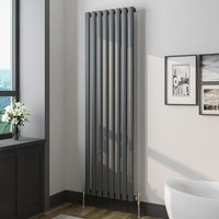 Biubiubath - Oval Column Radiator 1600x472mm Anthracite Vertical Radiator Single Modern Central Heating Radiators