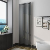 Biubiubath - Oval Column Radiator 1800x590mm Anthracite Vertical Radiator Single Modern Central Heating Radiators