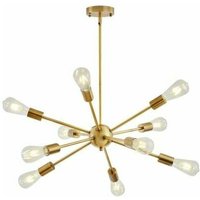 Modern Pendant Chandelier, 10 Lights Vintage Industrial Brass Pendant Light, Adjustable Height, for Bedroom Living Room Kitchen Loft Hallway Dining