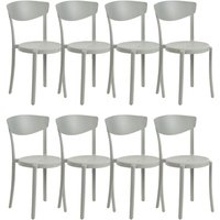 Beliani - Modern Set of 8 Garden Dining Chairs Lightweight Plastic Light Grey Resistant Vieste