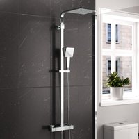 Nes Home - Modern Square Exposed Thermostatic Mixer Shower Set With Shower Head and Handheld