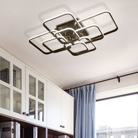 Livingandhome - Modern Square led Ceiling Lamp Chandelier Light, Black Frame-8 Head Dimmable