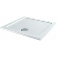 Modern Square Shower Tray 700x700mm Low Profile Lightweight White Includes Waste
