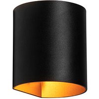 Modern Wall Light Black with Brass - Sabbio