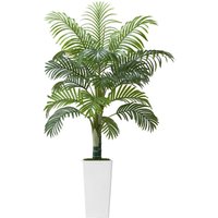 Mophorn Artificial Areca Palm Tree 1524 mm, Faux Tropical Plant with White Tall Planter, Decorative Silk Floor Plant in Pot, Large Indoor and Outdoor