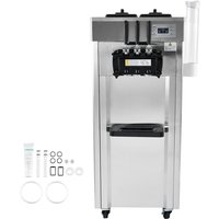 Mophorn - Kommerzielle Eismaschine, 21-31 l/h, 1670W, 3-Geschmacksrichtungen, Edelstahl, LED-Panel, Auto Clean, Kühlung über Nacht, für Restaurant