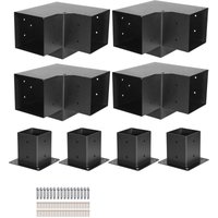 Mophorn Pergola Bracket Kit, 4x4 Inch (Inner Size 3.5x3.5), Set of 4 Durable 3-Way Corner Brackets for Wooden Structures, Simple Installation for