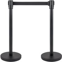 Mophorn Set of 6 Crowd Control Stanchions with 6.6 ft/2 m Retractable Black Belts, Durable Barriers with Concrete and Metal Base - Simple Assembly