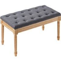 Upholstered Bench, 16W Ottoman Bench, End of Bed Bench with Foam Padded Cushion and Rubberwood Legs, Tufted Footrest Stool Entryway Bench for Dining