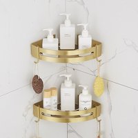 No-Drill Shower Shelf, Corner Bathroom Shelf, Starlight Bathroom Shelf (Shiny Sand Gold, 2 Tiers)