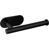No-Drill Toilet Paper Holder - Wall-Mounted Toilet Roll Holder (Stainless Steel (Black))