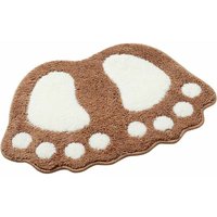 Hoopzi - Non-slip bath mat Large feet pattern For bathroom, shower Absorbent (Brown)