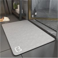 Non-slip Super Absorbent Diatomite Bath Mat, Microfiber Bathroom Mat, Bathtub Mat, Soft Shower Mat, Quick Drying (Grey, 50 x 80 cm)
