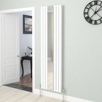 Warmehaus Oval Column Mirror Radiator Double White 1800 x 500mm