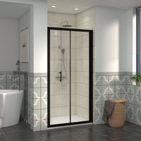 1000mm Bathroom Bi- Fold Shower Door Black Framed with 1200x1000mm smc Rectangle Shower Tray White - NRG