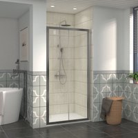 1000mm Bathroom Bi- Fold Shower Door Chrome Framed with 1000x1000mm smc Square Shower Tray White - NRG