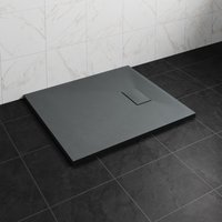 NRG 1100 x 800mm SMC Anthracite Rectangle Slate Effect Bathroom Shower Tray