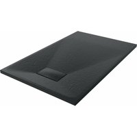 NRG 1100x700mm SMC Black Rectangle Slate Effect Bathroom Shower Tray
