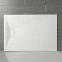 1500 x 900mm White smc Rectangle Slate Effect Bathroom Shower Enclosure Tray - NRG