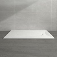 1700 x 900mm White smc Rectangle Slate Effect Bathroom Shower Enclosure Tray - NRG