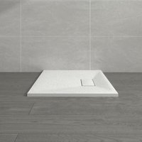NRG - 700 x 700mm White smc Square Slate Effect Bathroom Shower Enclosure Tray