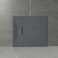 900 x 800mm Anthracite smc Rectangle Slate Effect Bathroom Shower Enclosure Tray - NRG