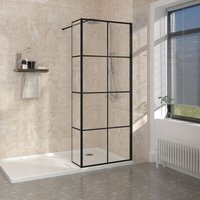 NRG - Black Grid Wet Room Walk in Shower Enclosure Panels 900mm Shower Screen with 215mm Return Panel