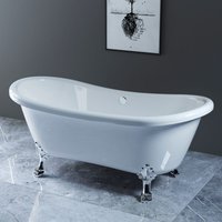 Traditional Curved Freestanding Bathtub with Chrome Claw Feet 1750 x 780mm - NRG