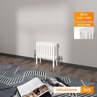 NRG - Traditional Radiator Vintage Cast Iron Style Rads Horizontal 4 Column White 300x425mm