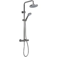Nuie Arvan Round Thermostatic Bar Mixer Shower with Shower Kit and Fixed Head - Brushed Pewter