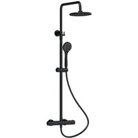 Nuie - Arvan Round Thermostatic Bar Mixer Shower with Shower Kit and Fixed Head - Matt Black