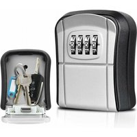 Cyslmuk - Grey Secure Key Box Wall Mounted Mini Outdoor Key Safe Box with 4 Digit Digital Code Resettable Waterproof Key Box for Home School Office