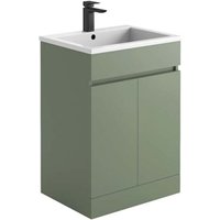 Orbit Empire Floor Standing 2-Door Vanity Unit with Basin 600mm Wide - Matt Sage Green